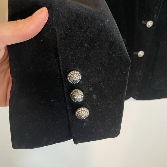 Liz Claiborne Velvet Blazer 4-Button Single Breasted Black Lined Pockets Size 10 - Picture 3 of 8